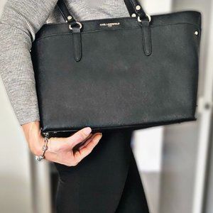KARL LAGERFELD PARIS Fleurette Leather Black Tote